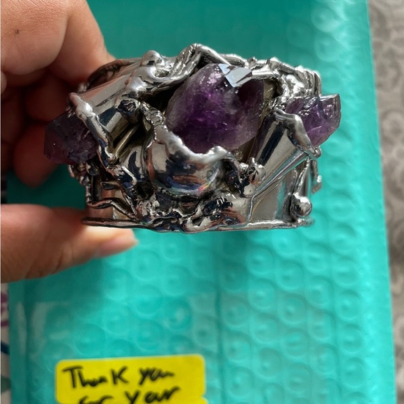 SOLD Amethyst Sterling Silver Bracelet Giant (Read description) - Picture 1 of 6